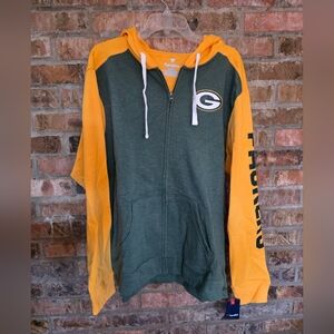 Green and Yellow Fanatics Zip-Up Hoodie